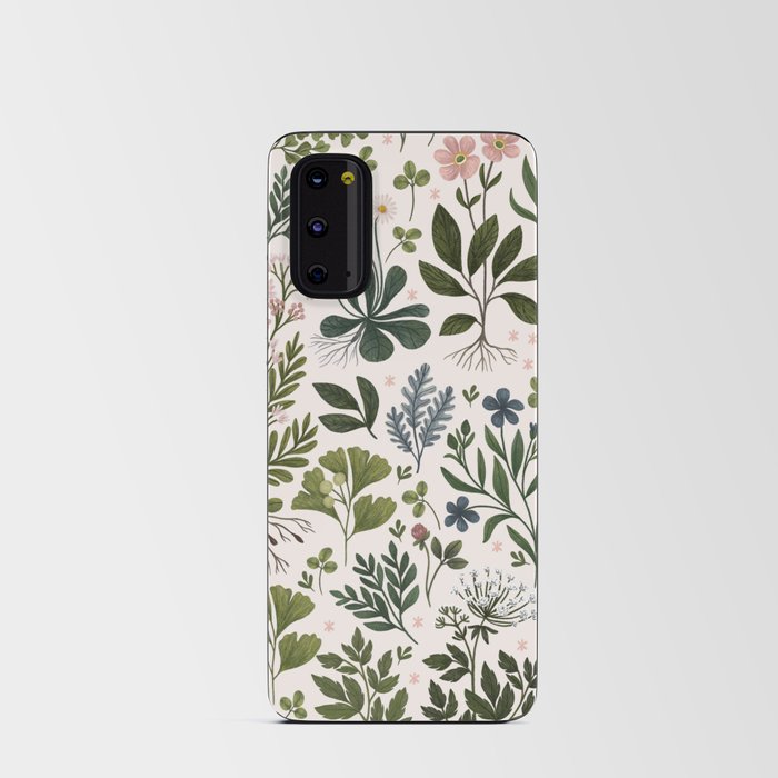 Herbarium ~ vintage inspired botanical art print ~ white Android Card Case
