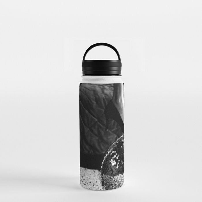 Party like it's 1999; disco ball portrait black and white photograph / photography Water Bottle