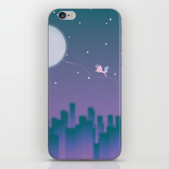 Dream Princess girl flying sky garden moon pink Fairy Tale Fantasy Illustration iPhone Skin