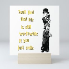 Charlie Chaplin Inspirational Quote Design Mini Art Print