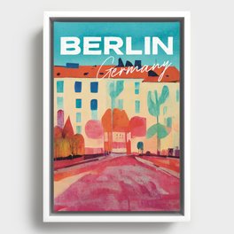 Rainy Day in Berlin Street Travel Poster Retro Framed Canvas