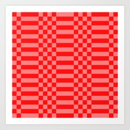 Checkered Stripes pattern pink Art Print