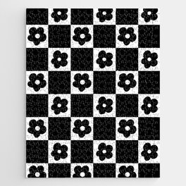 Retro Check Flowers #4 #decor #art #society6 Jigsaw Puzzle