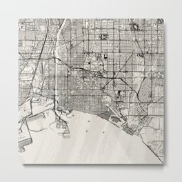 Long Beach USA. Artistic Map Metal Print