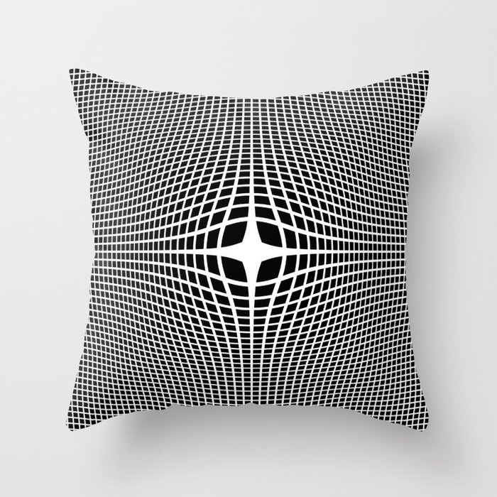 White On Black Convex Throw Pillow