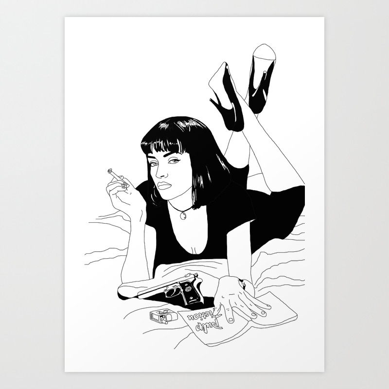 Pulp Fiction B W Art Print By Mathildesahlholdt Society6 Shop affordable wall art to hang in dorms, bedrooms, offices, or anywhere blank digital art. pulp fiction b w art print by mathildesahlholdt