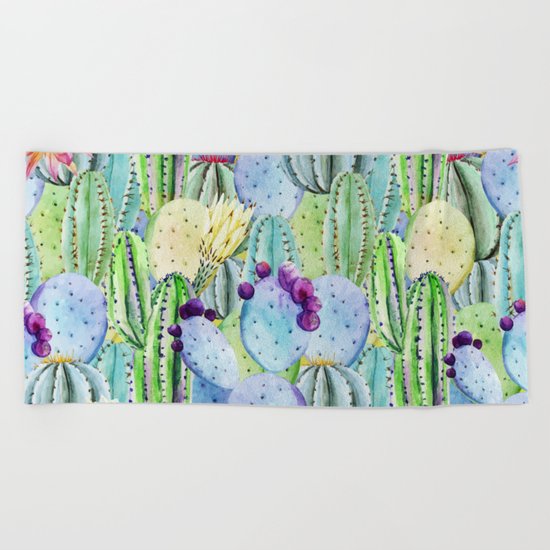 Cactus Pattern 14 Beach Towel