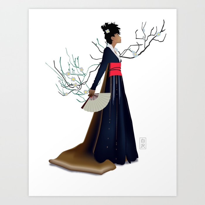 Modern Woman in Kimono Art Print