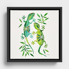 Geckos – Green Palette Framed Canvas