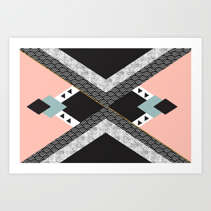 Abstract Composition Of Textures With Geometric Shapes Art Print