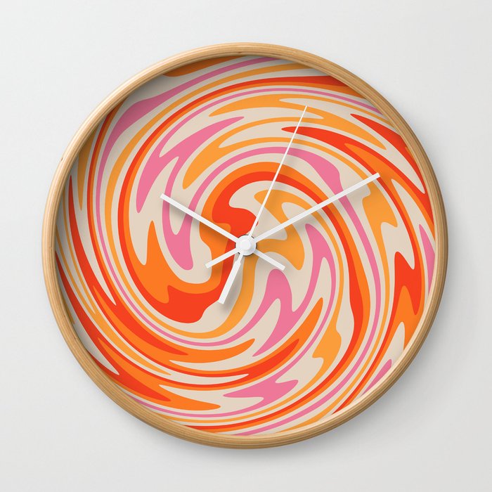 70s Retro Swirl Color Abstract Wall Clock