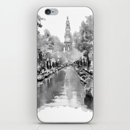 Amsterdam Canal 2 Black and White iPhone Skin