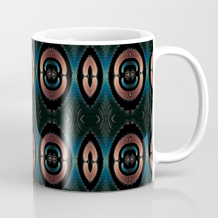 Teal Elegance Geometric Digital Art Coffee Mug