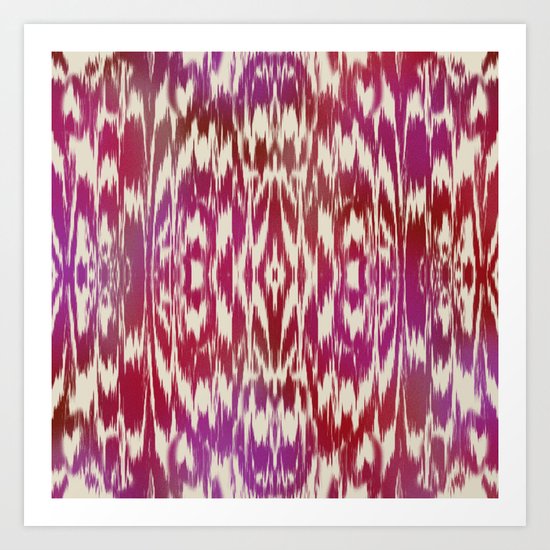 Ikat: Red, Pink Multi Art Print