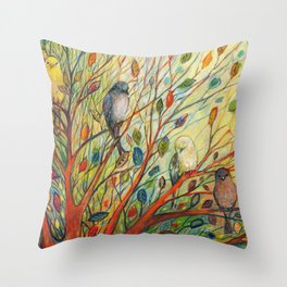 Waiting in a Rainbow Tree Throw Pillow