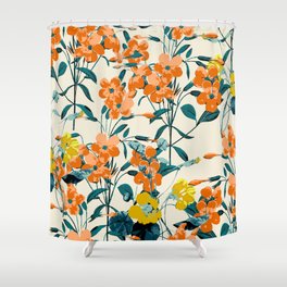 Flower Garden. Small Cute Florals and Branches Sweet Design With Elegant Trendy Fashion Colors. Shower Curtain
