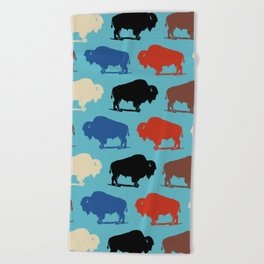Colorful Buffalo Bison Pattern 279 Beach Towel