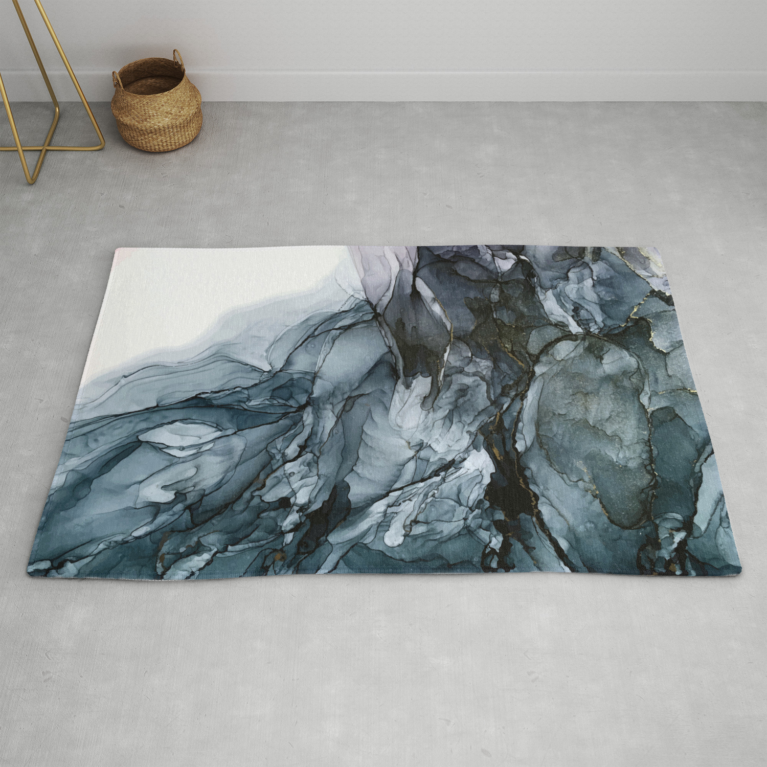 Gray 21 x 34 Society6 Elizabeth Karlson Dark Payne's Flowing Abstract Painting Bath Mat 