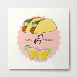 Tacos and Tequila Metal Print | Illustration, Graphic Design 