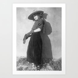 Cowgirl, Wild West, Black and White Vintage Art Art Print