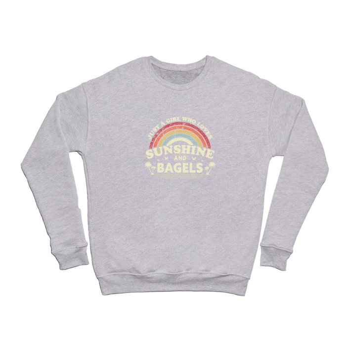 Bagel print. Just A Girl Who Loves Sunshine And Bagels graphic Crewneck Sweatshirt