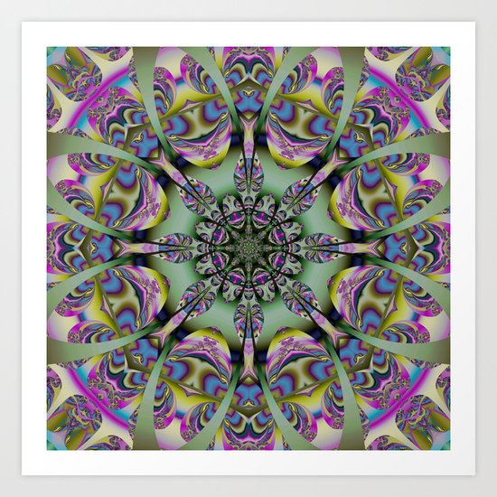 Colourful mandala with decorative shapes and tribal patterns Art Print