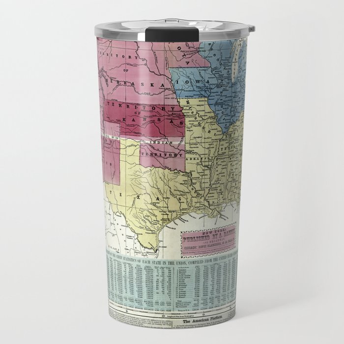 United States-National political map-1856 vintage pictorial map  Travel Mug