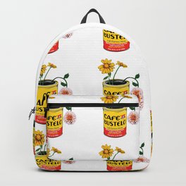 Coffee and Flowers for Breakfast Backpack | Bustelo, Dahlia, Curated, Latte, Puertorico, Colored Pencil, Drawing, Cafe, Breakfast, Mexico 