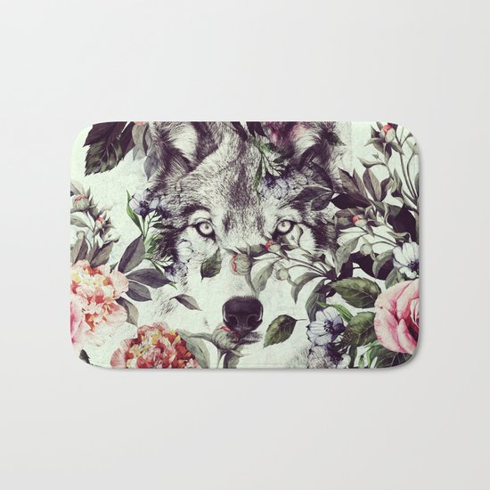 Floral Wolf Bath Mat
