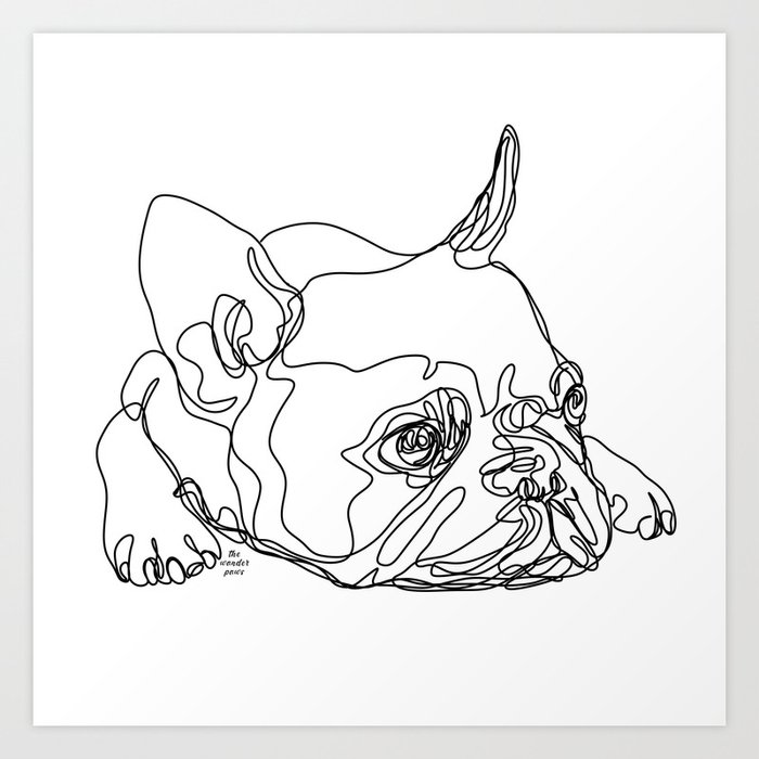 French Bulldog Puppy One Line Drawing Art Print