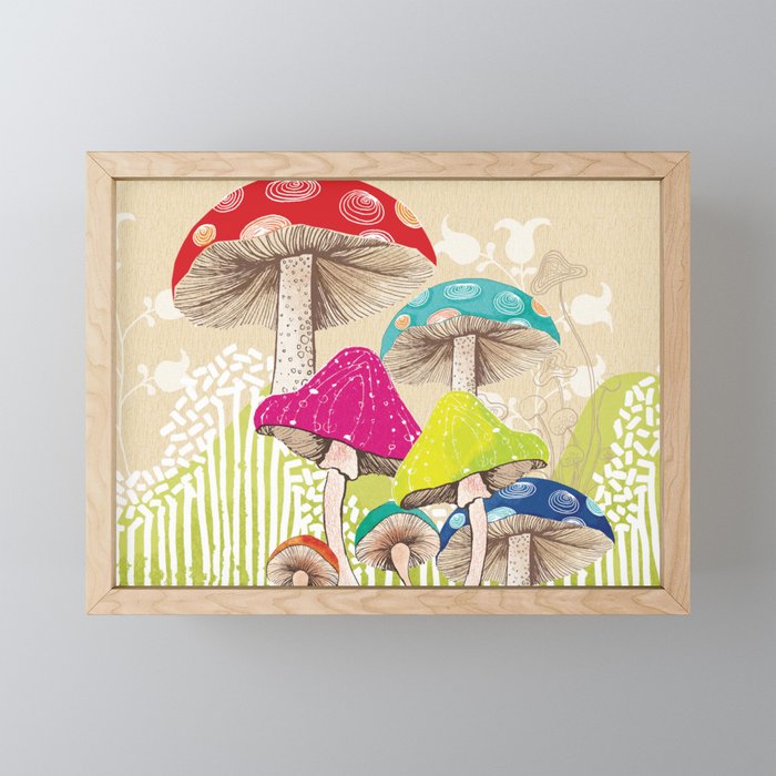 Magical Mushrooms Framed Mini Art Print