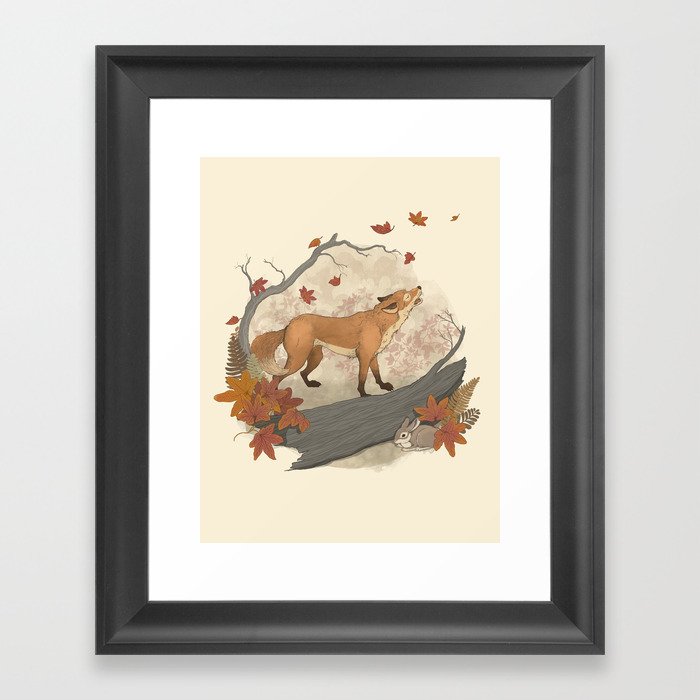 Fox and rabbit Framed Art Print