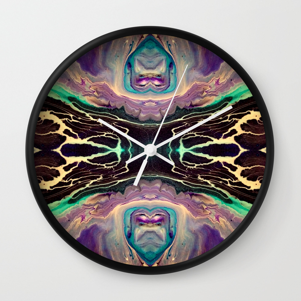 Purple Abstract Art Design Fluid Acrylics Wall Clock By