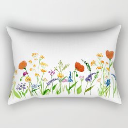 Watercolor Wildflower Garden Rectangular Pillow