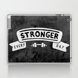 Stronger Every Day (dumbbell, black & white) Laptop Skin