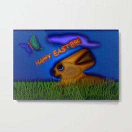 Happy Easter! Metal Print | Catweazzle, Butterfly, Chocolatebunny, Eastergreetings, Digitalart, Meadow, Graphicdesign 
