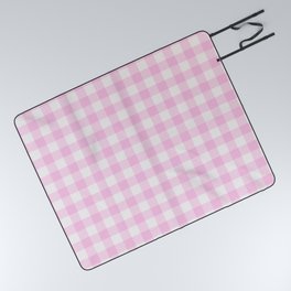 Blush pink white gingham 80s classic picnic pattern Picnic Blanket