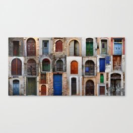 Collection of weathered doors in the old town of Chania, Crete island Canvas Print