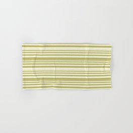 [ Thumbnail: Beige & Dark Khaki Colored Lined/Striped Pattern Hand & Bath Towel ]