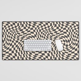 Wavy Twist Psychedelic Checkerboard Desk Mat