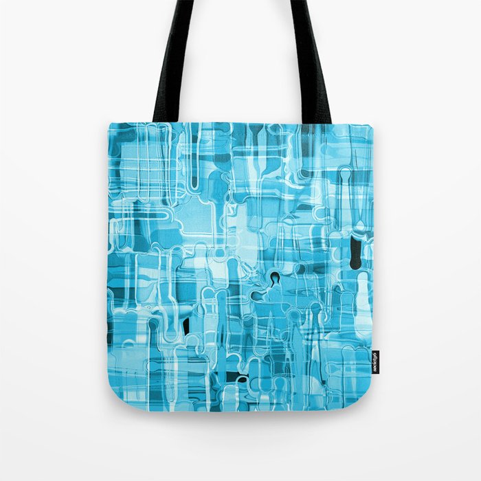 Modern Abstract Digital Paint Strokes in Turquoise Blue Tote Bag