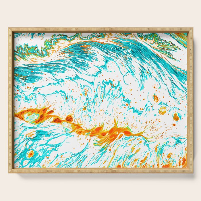 Waves Of Thought Abtsract Painting Serving Tray By 83oranges Society6