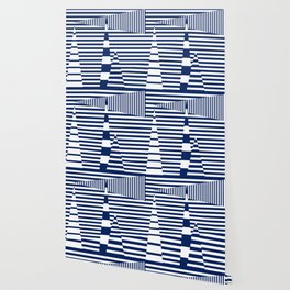 Stripes on Stripes - Blue and White Wallpaper