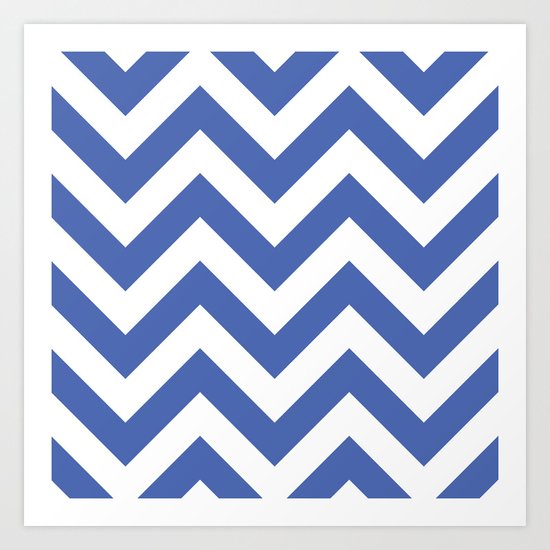 Large chevron pattern / royal blue Art Print