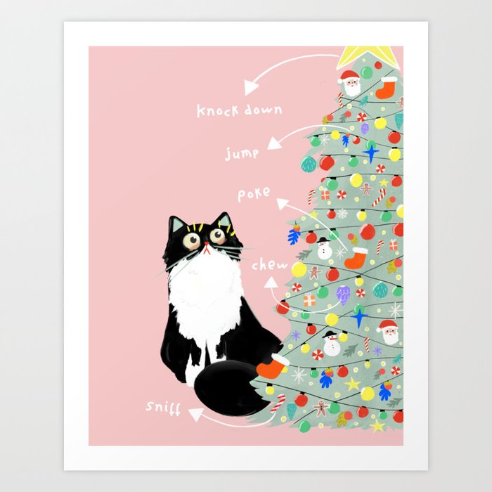 Cat on a christmas on sale tree