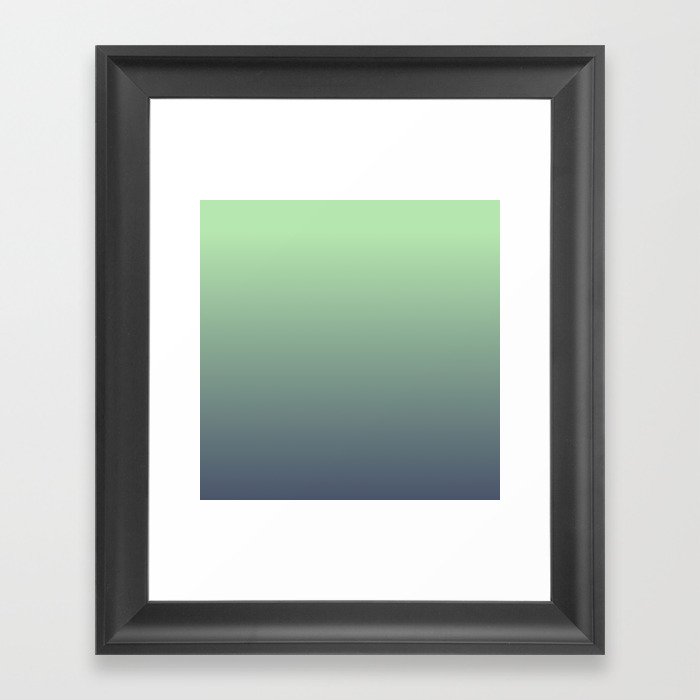 AQUA & NAVY COLOR OMBRE PATTERN Framed Art Print