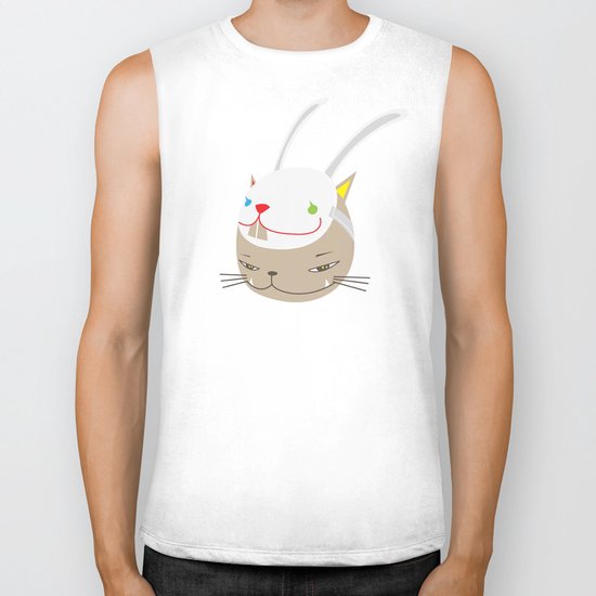 CAT WITH RABBITZ MASK Biker Tank