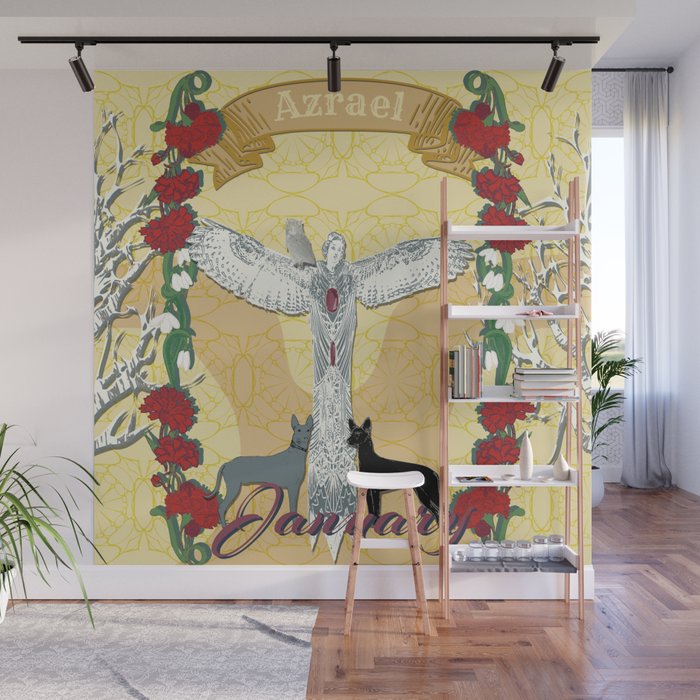 Month of January Symbols and (Arch)angel Wall Mural
