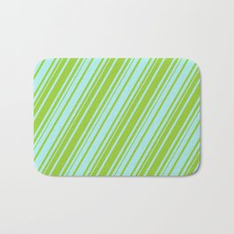 [ Thumbnail: Turquoise and Green Colored Lined Pattern Bath Mat ]