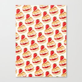Strawberry Short Cake Pattern - White Canvas Print